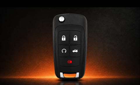 Chevrolet flip key with five buttons and a fold-out blade